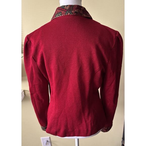 Vintage R&K Originals Red Blazer Paisley Lined Gold Buttons Size 10 Women's - Picture 6 of 9